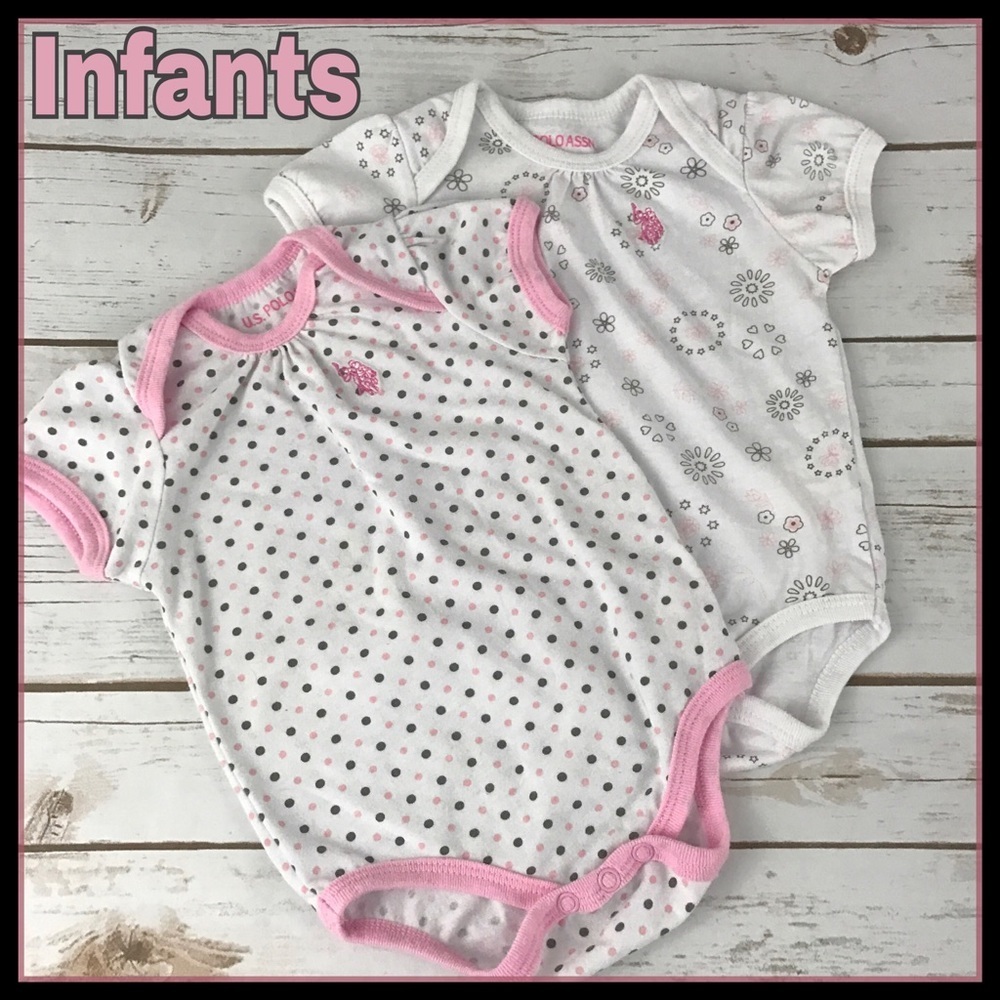 U.S. Polo Bundle of 2 Pink & White onesies